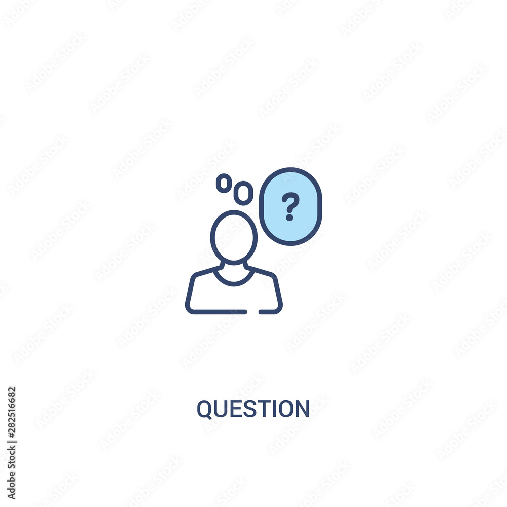Poster question concept 2 colored icon. simple line element illustration. outline blue question symbol. can