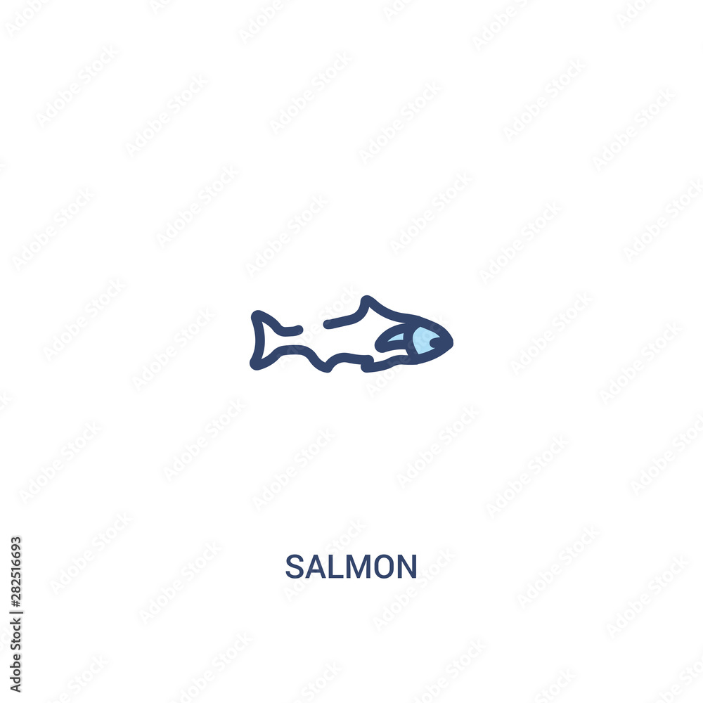 Poster salmon concept 2 colored icon. simple line element illustration. outline blue salmon symbol. can be 
