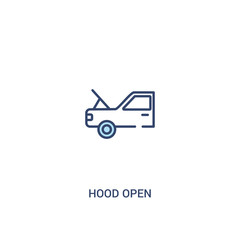 hood open concept 2 colored icon. simple line element illustration. outline blue hood open symbol. can be used for web and mobile ui/ux.