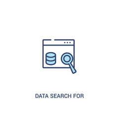 data search for interface concept 2 colored icon. simple line element illustration. outline blue data search for interface symbol. can be used for web and mobile ui/ux.