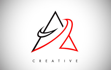 A Letter Red and Black Design Logo. Letter A Icon Logo with Modern Monogram
