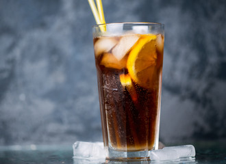 Classic long island iced tea, cocktails with strong drinks . Vodka,gin, rum, tequila and lemon juice with Cola and ice