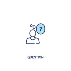 question concept 2 colored icon. simple line element illustration. outline blue question symbol. can be used for web and mobile ui/ux.