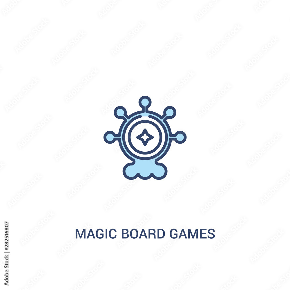 Poster magic board games concept 2 colored icon. simple line element illustration. outline blue magic board