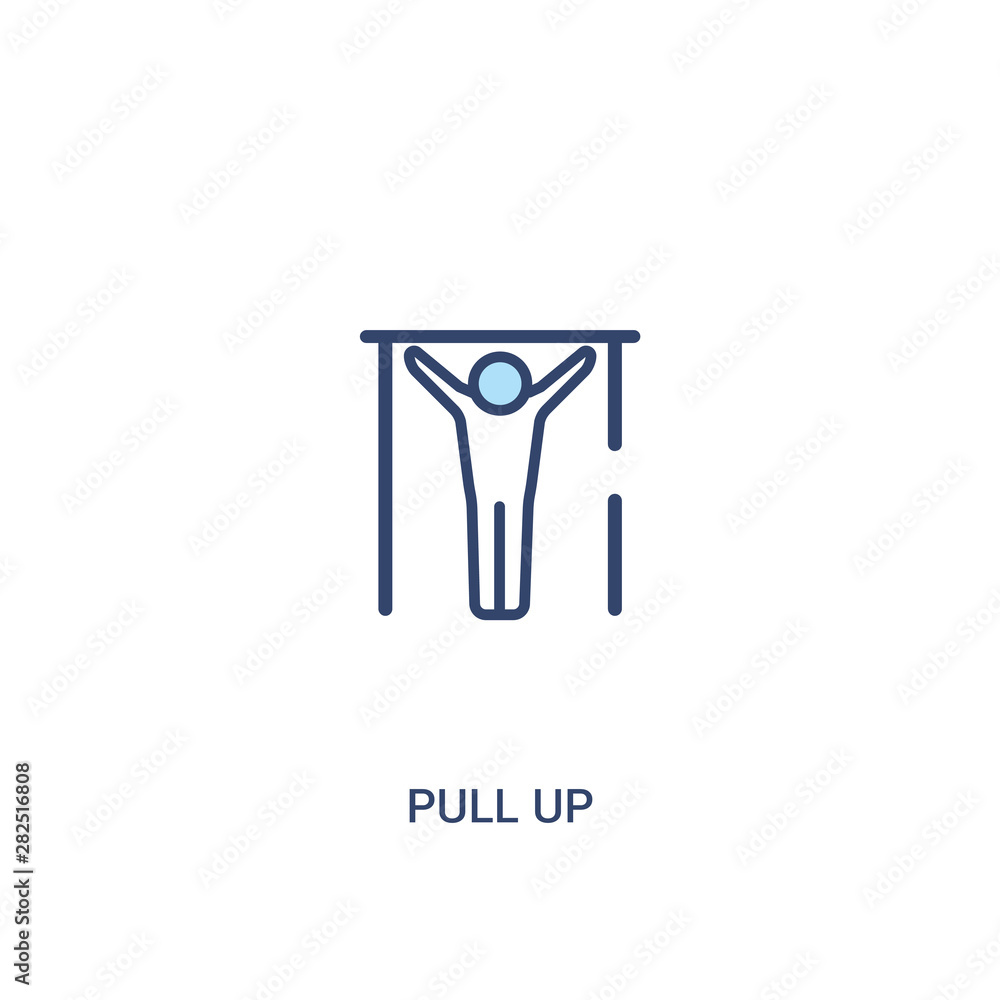 Poster pull up concept 2 colored icon. simple line element illustration. outline blue pull up symbol. can b