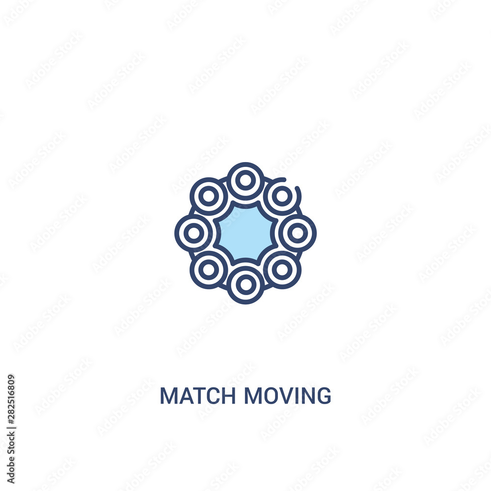 Poster match moving concept 2 colored icon. simple line element illustration. outline blue match moving sym