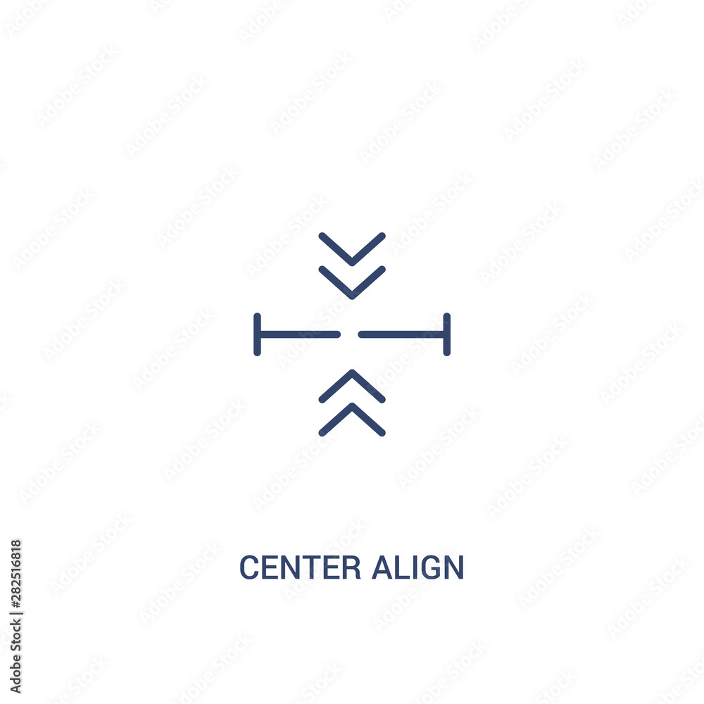 Poster center align concept 2 colored icon. simple line element illustration. outline blue center align sym