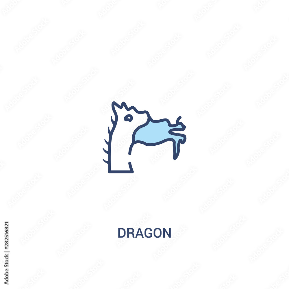 Poster dragon concept 2 colored icon. simple line element illustration. outline blue dragon symbol. can be 