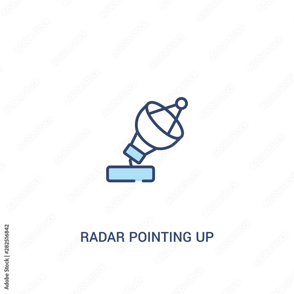 Poster radar pointing up concept 2 colored icon. simple line element illustration. outline blue radar point