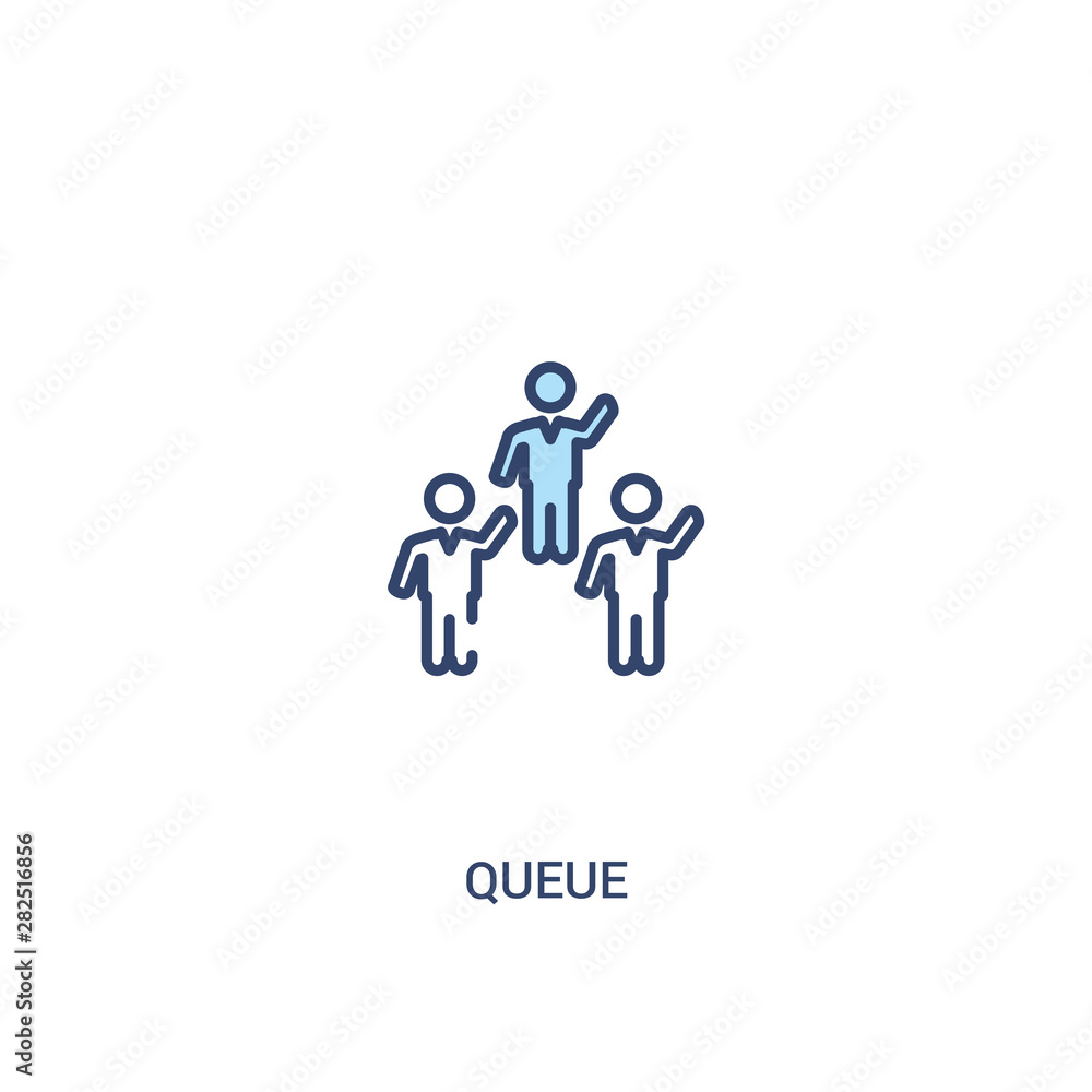Poster queue concept 2 colored icon. simple line element illustration. outline blue queue symbol. can be us