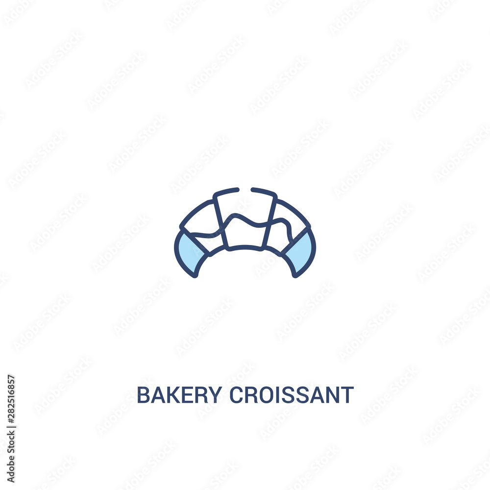 Poster bakery croissant concept 2 colored icon. simple line element illustration. outline blue bakery crois
