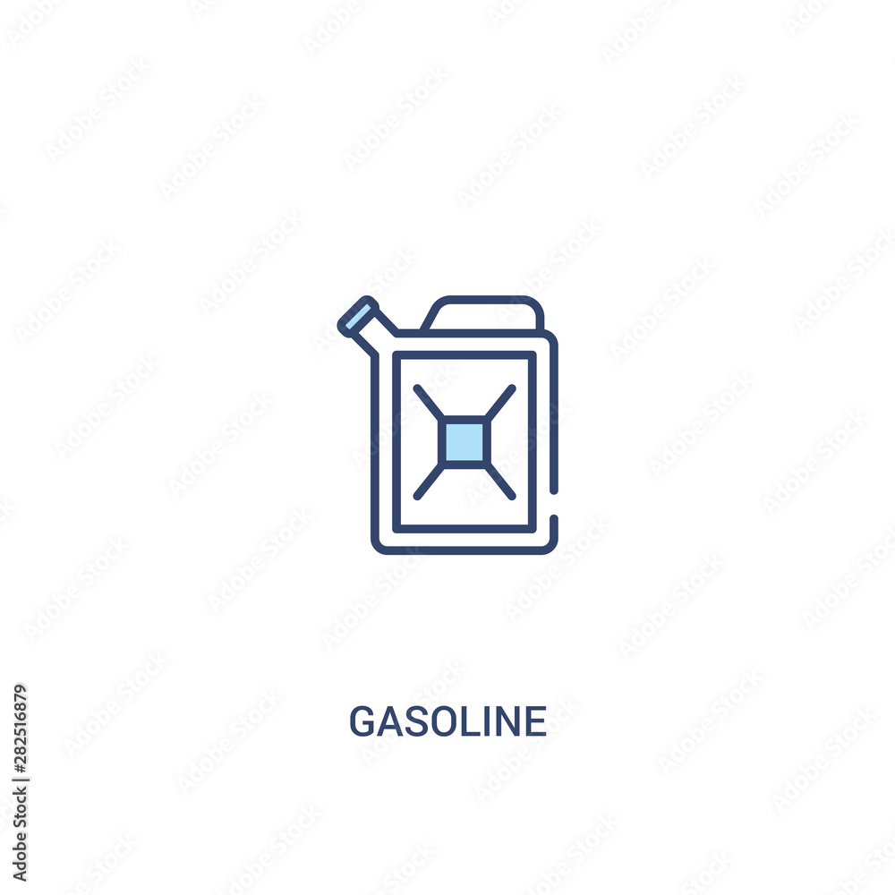 Poster gasoline concept 2 colored icon. simple line element illustration. outline blue gasoline symbol. can