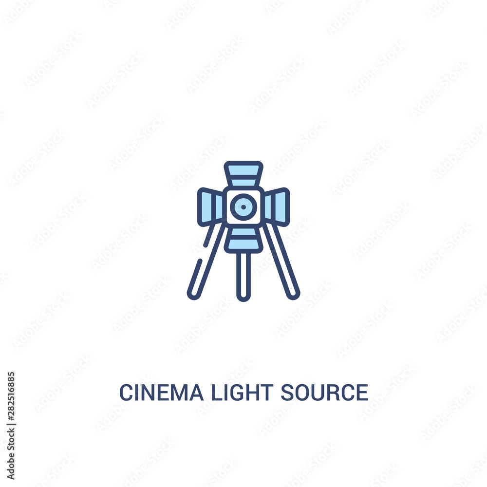 Poster cinema light source concept 2 colored icon. simple line element illustration. outline blue cinema li