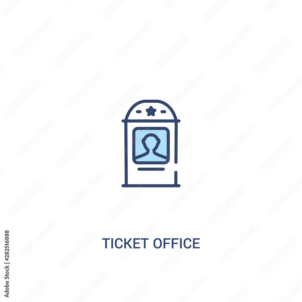 Poster ticket office concept 2 colored icon. simple line element illustration. outline blue ticket office s