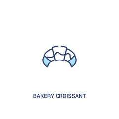 bakery croissant concept 2 colored icon. simple line element illustration. outline blue bakery croissant symbol. can be used for web and mobile ui/ux.
