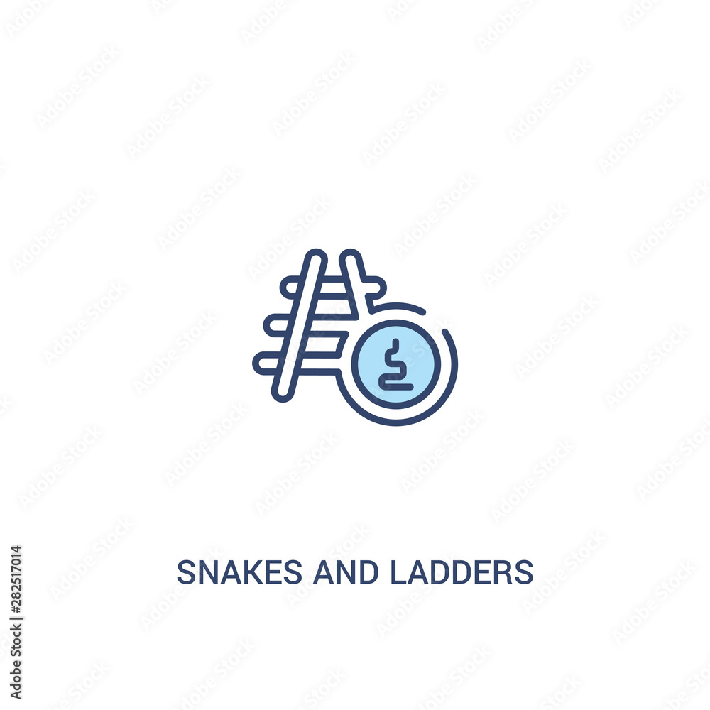 Poster snakes and ladders concept 2 colored icon. simple line element illustration. outline blue snakes and