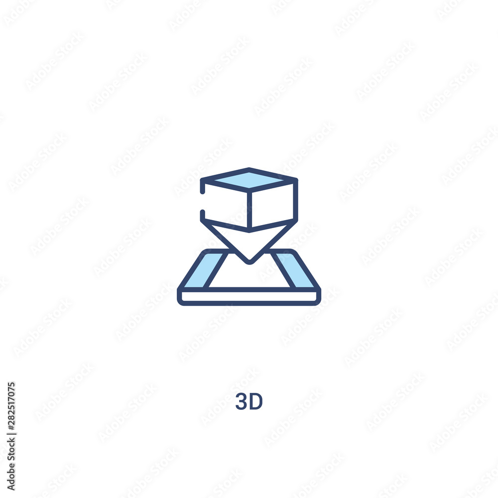 Poster 3d concept 2 colored icon. simple line element illustration. outline blue 3d symbol. can be used for