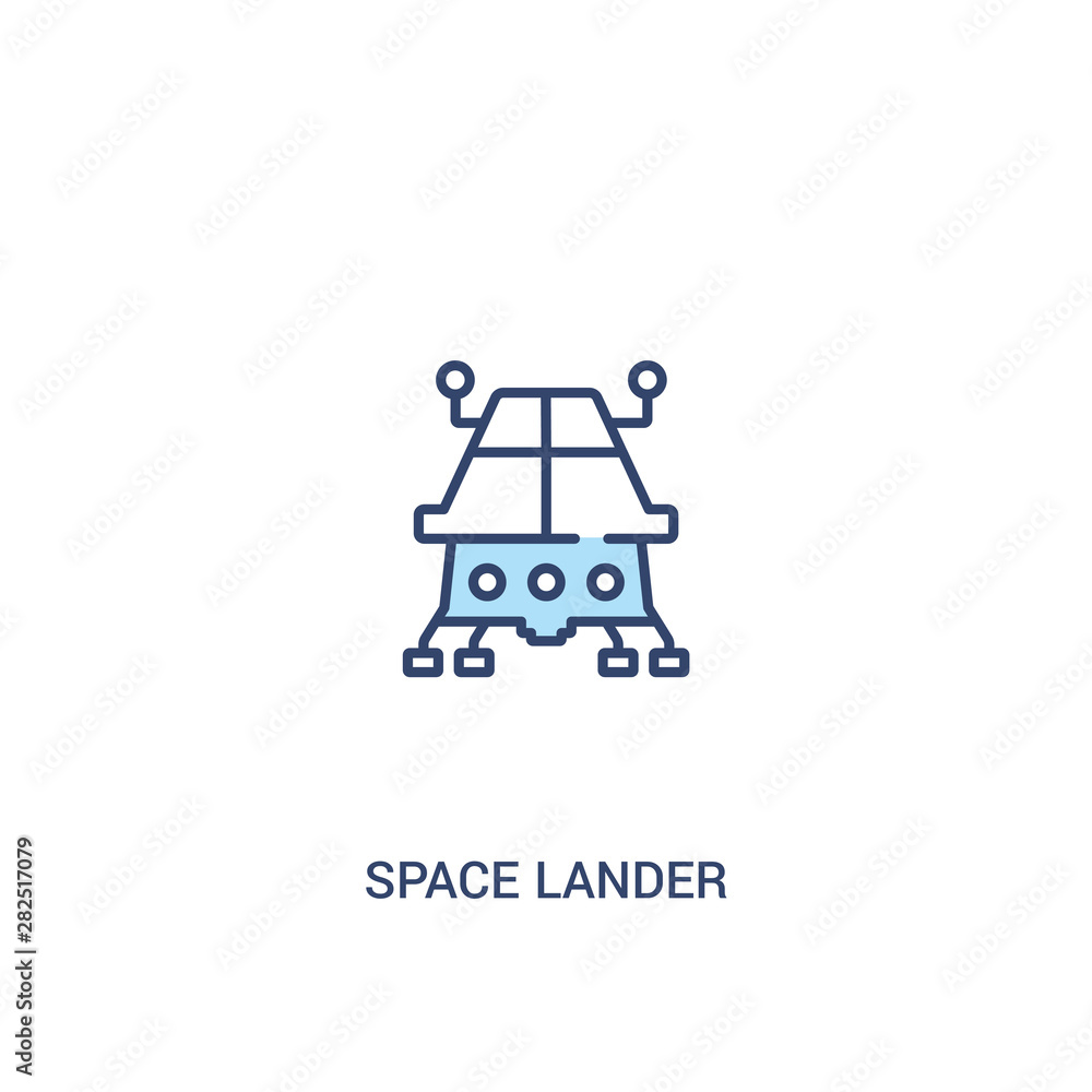 Poster space lander concept 2 colored icon. simple line element illustration. outline blue space lander sym