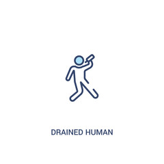 Fototapeta na wymiar drained human concept 2 colored icon. simple line element illustration. outline blue drained human symbol. can be used for web and mobile ui/ux.