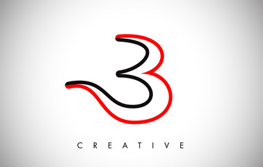 B red black Letter Modern Trendy Design Logo. Letter B Icon Logo with Modern Monogram