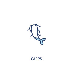 carps concept 2 colored icon. simple line element illustration. outline blue carps symbol. can be used for web and mobile ui/ux.