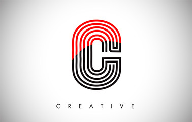 C Red and Black Letter Modern Trendy Design Logo. Letter C Icon Logo with Modern Monogram