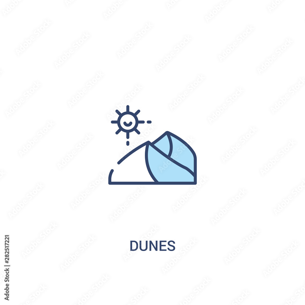 Aufkleber dunes concept 2 colored icon. simple line element illustration. outline blue dunes symbol. can be us