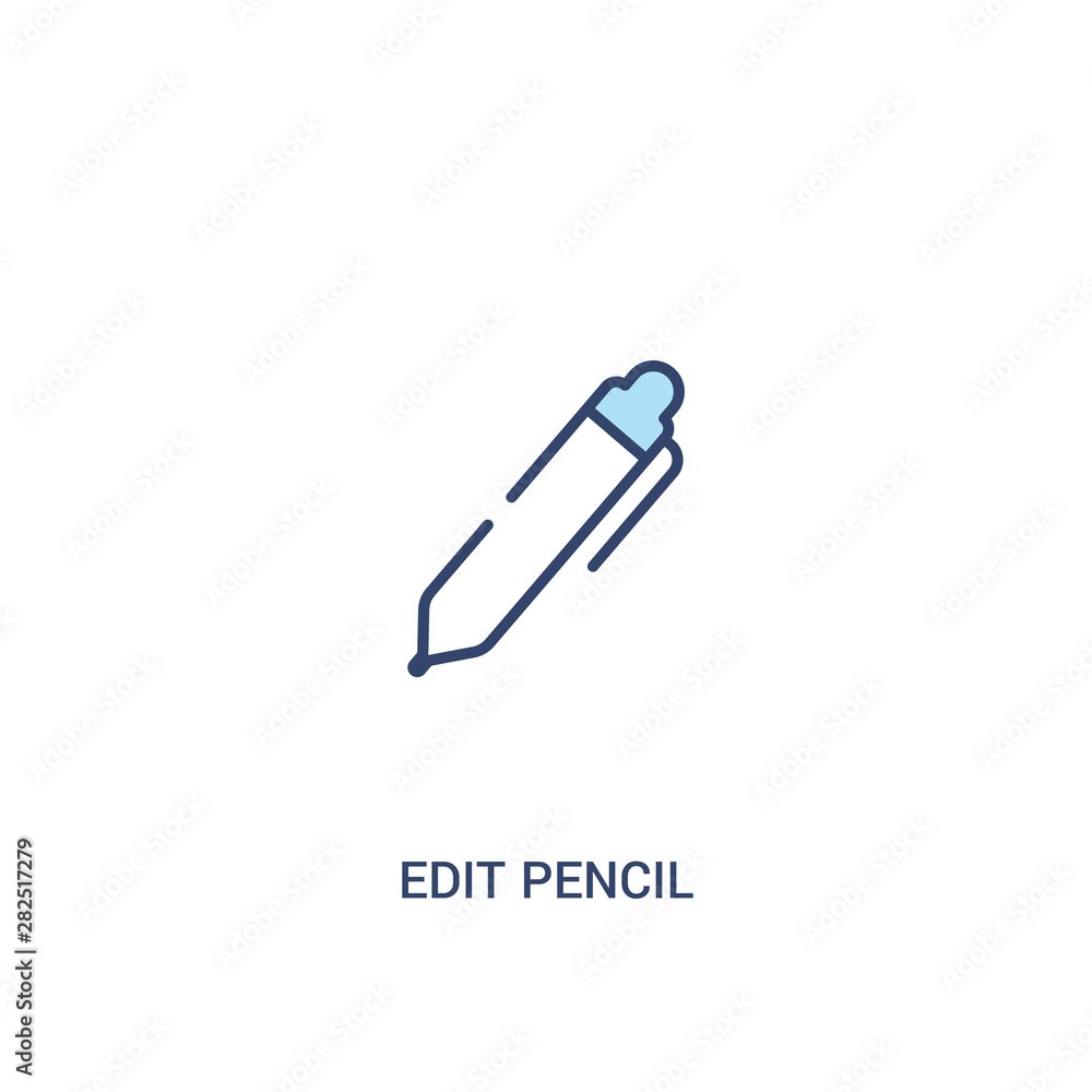 Poster edit pencil concept 2 colored icon. simple line element illustration. outline blue edit pencil symbo