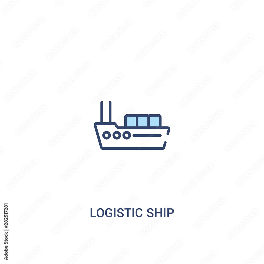 Poster logistic ship concept 2 colored icon. simple line element illustration. outline blue logistic ship s