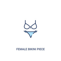 female bikini piece concept 2 colored icon. simple line element illustration. outline blue female bikini piece symbol. can be used for web and mobile ui/ux.