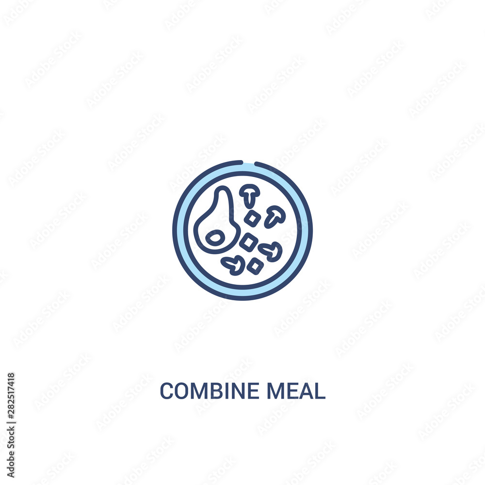 Poster combine meal concept 2 colored icon. simple line element illustration. outline blue combine meal sym