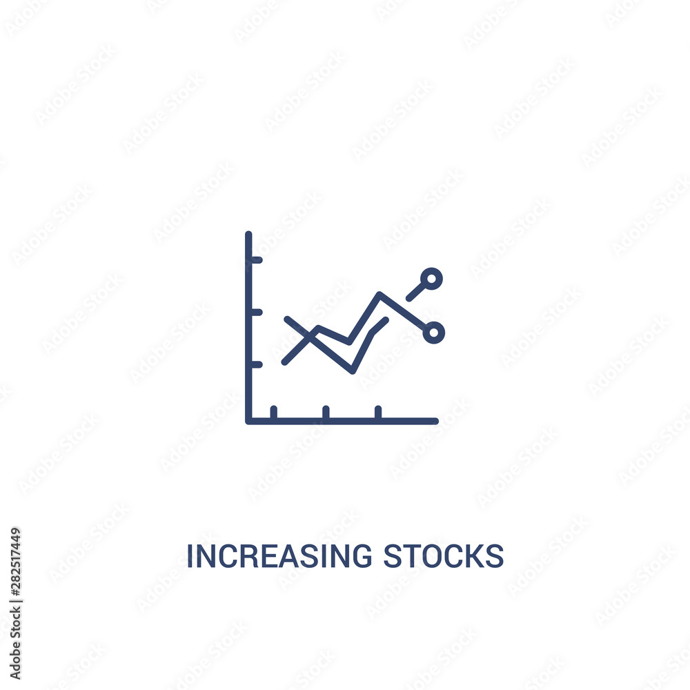 Aufkleber increasing stocks concept 2 colored icon. simple line element illustration. outline blue increasing 