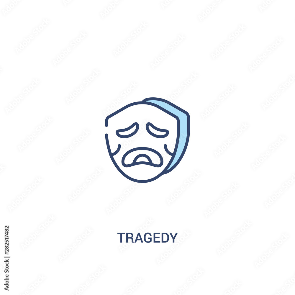 Aufkleber tragedy concept 2 colored icon. simple line element illustration. outline blue tragedy symbol. can b