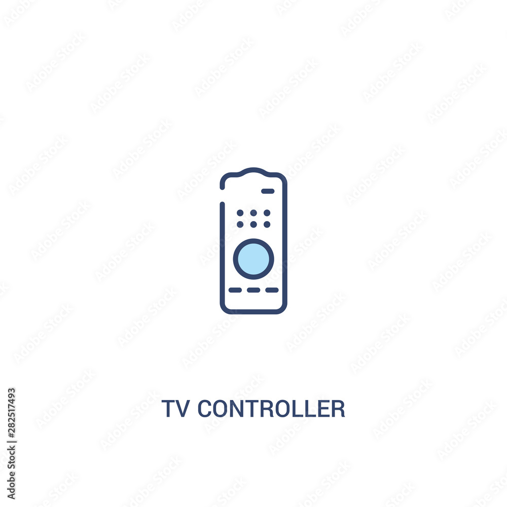 Poster tv controller concept 2 colored icon. simple line element illustration. outline blue tv controller s