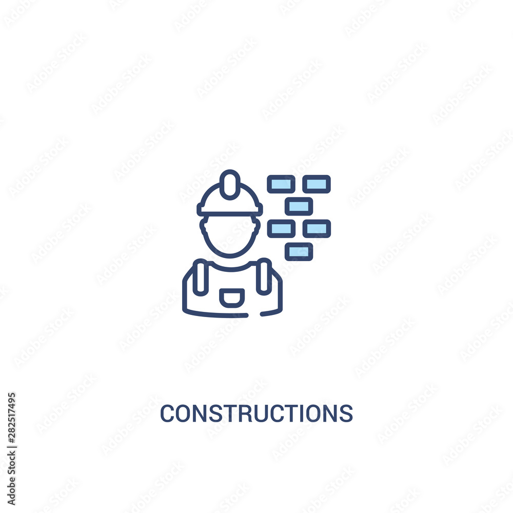 Poster constructions concept 2 colored icon. simple line element illustration. outline blue constructions s