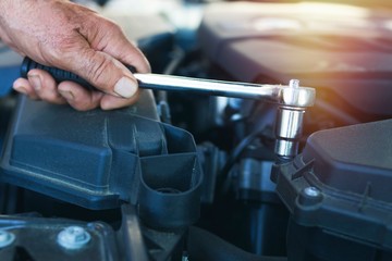 mechanic working on car engine, mechanic workshop