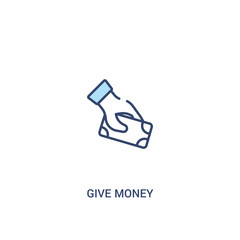 give money concept 2 colored icon. simple line element illustration. outline blue give money symbol. can be used for web and mobile ui/ux.