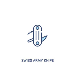 swiss army knife concept 2 colored icon. simple line element illustration. outline blue swiss army knife symbol. can be used for web and mobile ui/ux.