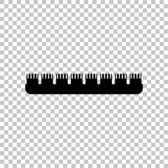 Ruler sign. Black icon on transparent background. Illustration.
