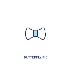 butterfly tie concept 2 colored icon. simple line element illustration. outline blue butterfly tie symbol. can be used for web and mobile ui/ux.