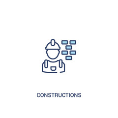 Fototapeta na wymiar constructions concept 2 colored icon. simple line element illustration. outline blue constructions symbol. can be used for web and mobile ui/ux.