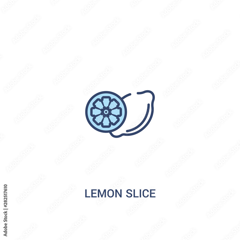 Poster lemon slice concept 2 colored icon. simple line element illustration. outline blue lemon slice symbo
