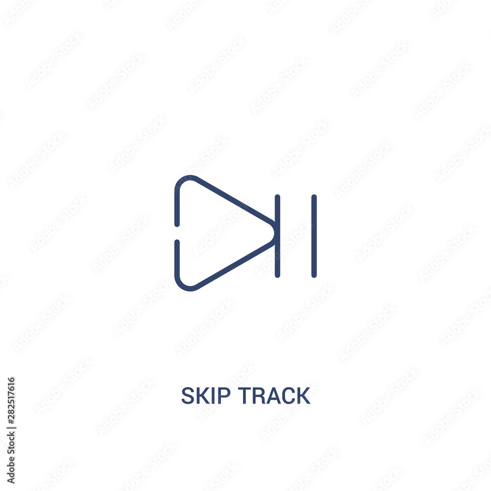 Poster skip track concept 2 colored icon. simple line element illustration. outline blue skip track symbol.