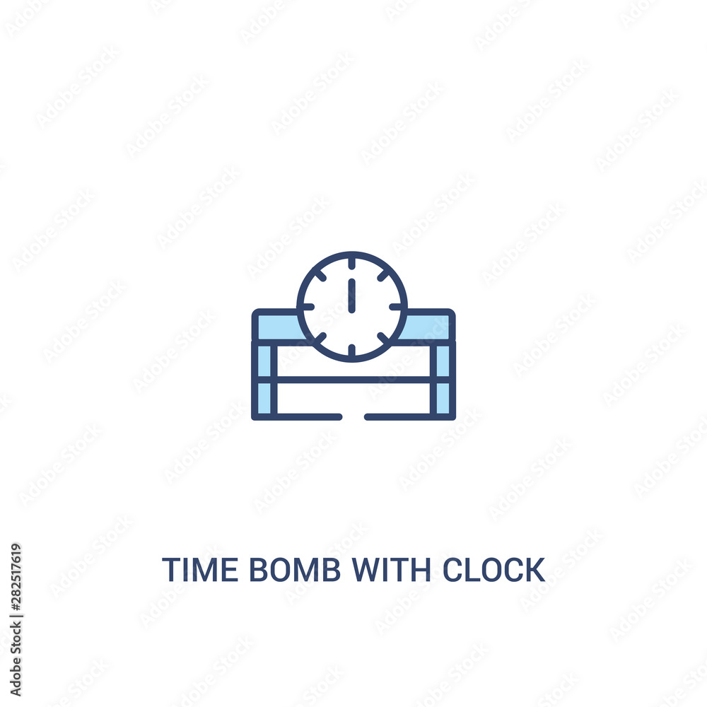 Aufkleber time bomb with clock concept 2 colored icon. simple line element illustration. outline blue time bom