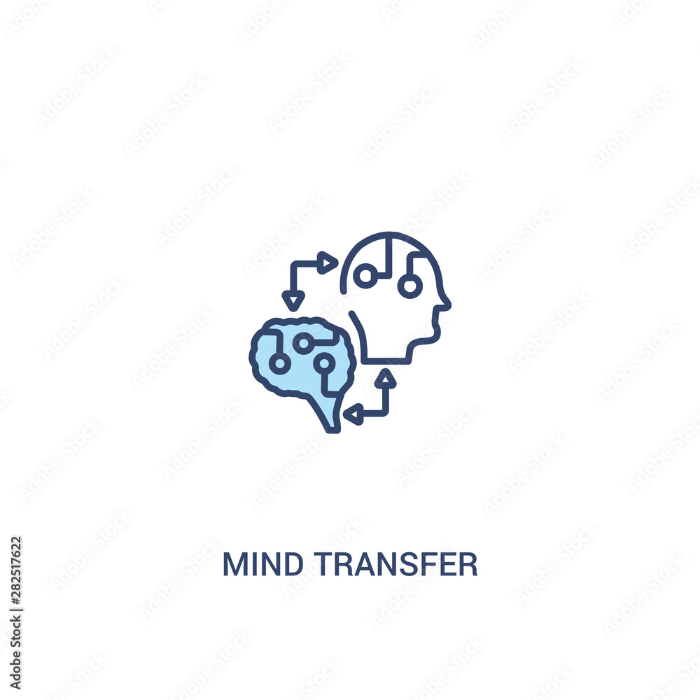 Poster mind transfer concept 2 colored icon. simple line element illustration. outline blue mind transfer s
