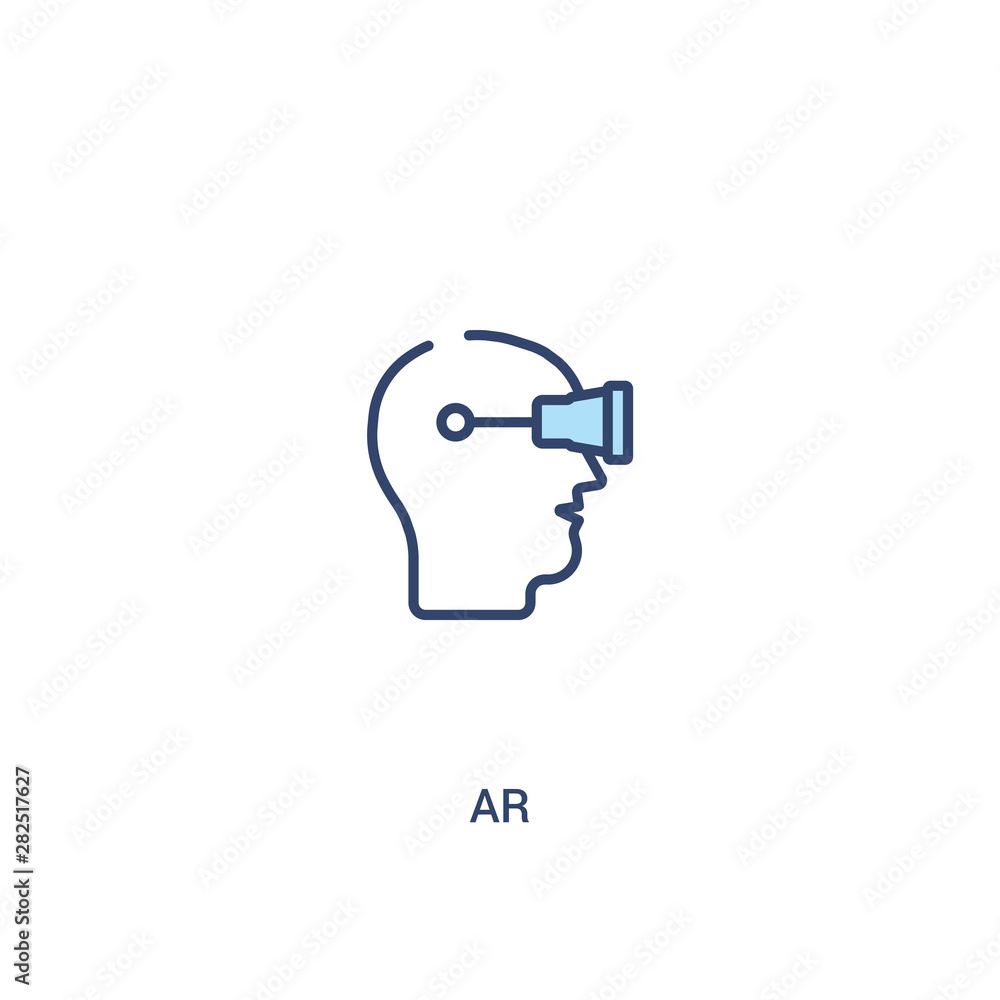 Poster ar concept 2 colored icon. simple line element illustration. outline blue ar symbol. can be used for