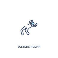 ecstatic human concept 2 colored icon. simple line element illustration. outline blue ecstatic human symbol. can be used for web and mobile ui/ux.