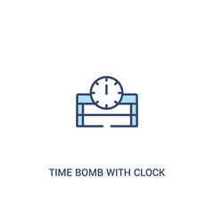 time bomb with clock concept 2 colored icon. simple line element illustration. outline blue time bomb with clock symbol. can be used for web and mobile ui/ux.