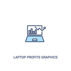 laptop profits graphics concept 2 colored icon. simple line element illustration. outline blue laptop profits graphics symbol. can be used for web and mobile ui/ux.