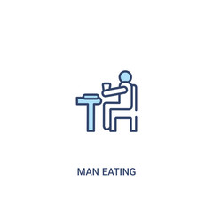 man eating concept 2 colored icon. simple line element illustration. outline blue man eating symbol. can be used for web and mobile ui/ux.